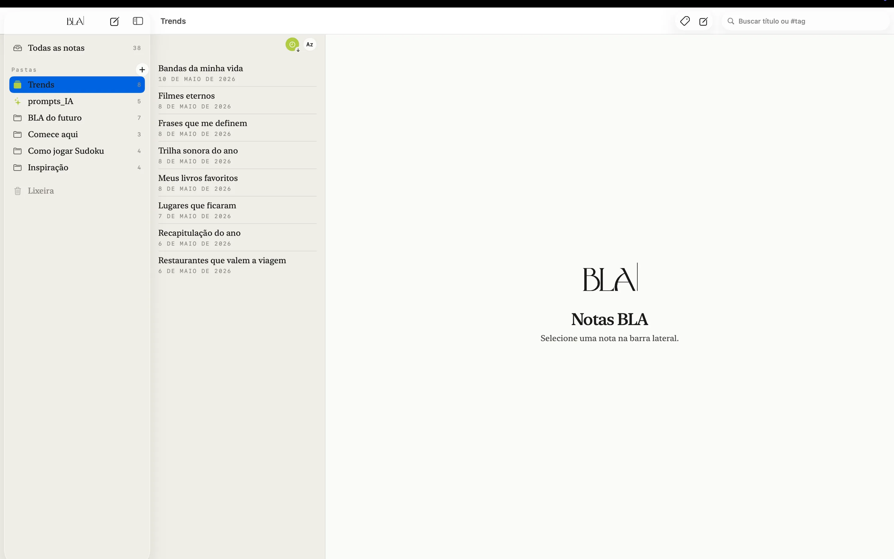 Notas BLA no Mac, captura de tela 1 de 7