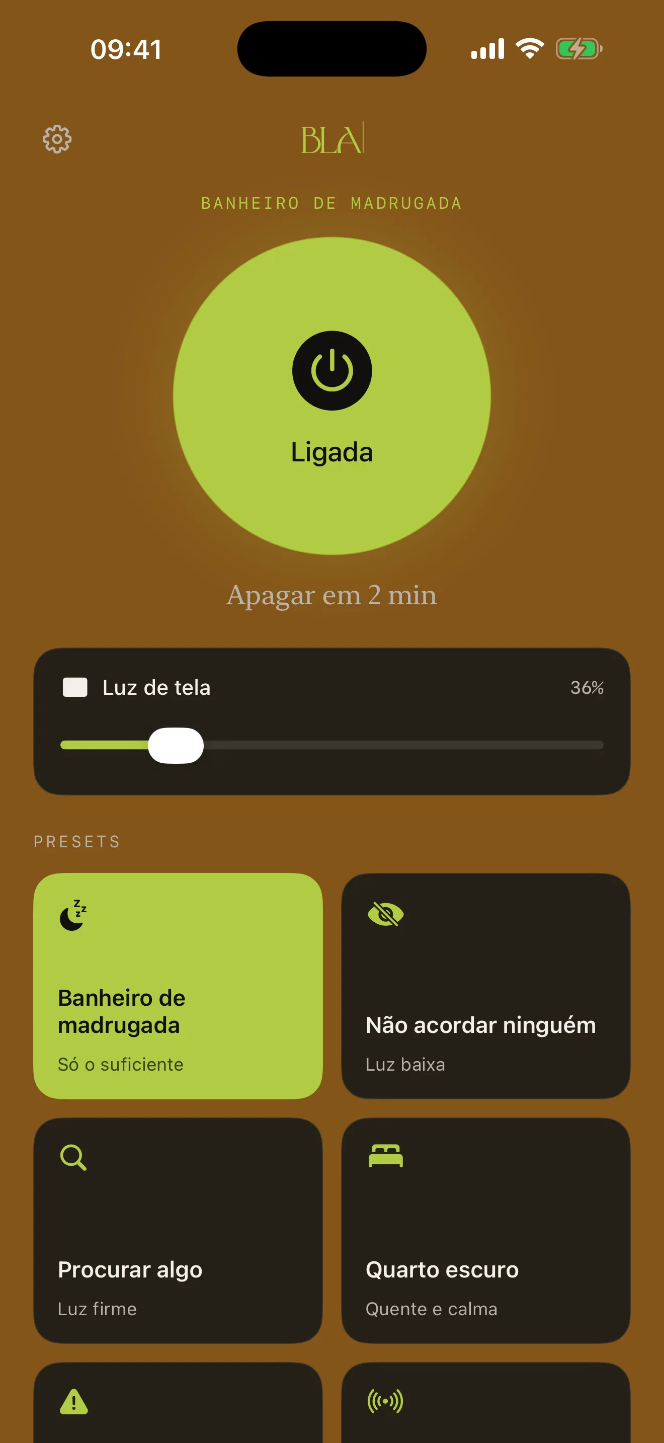 Lanterna BLA: banheiro aceso