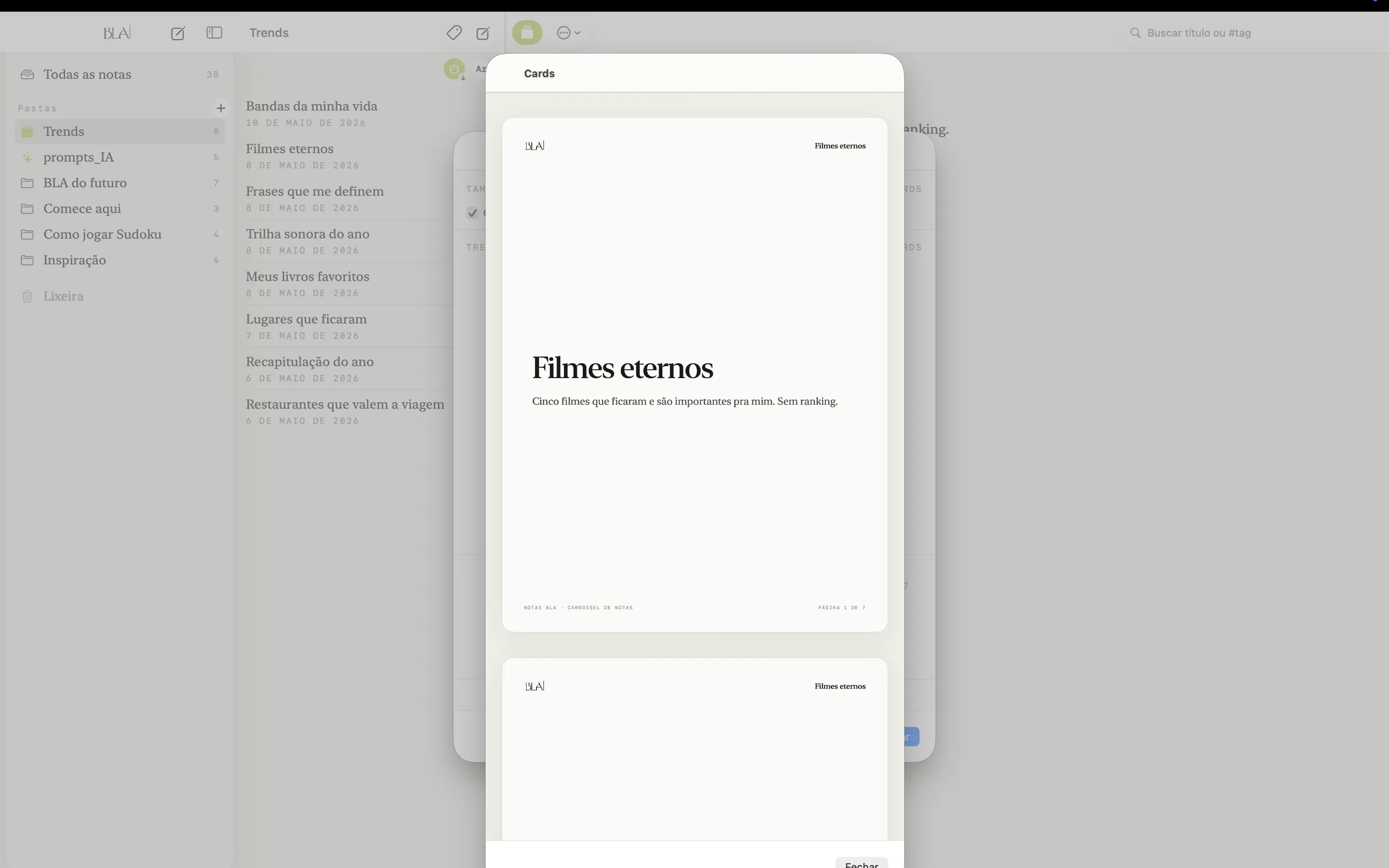 Notas BLA no Mac, captura de tela 4 de 7