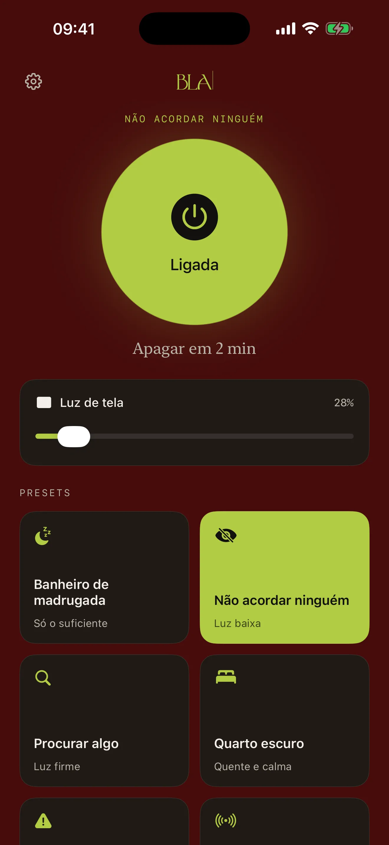 Lanterna BLA: nao acordar aceso