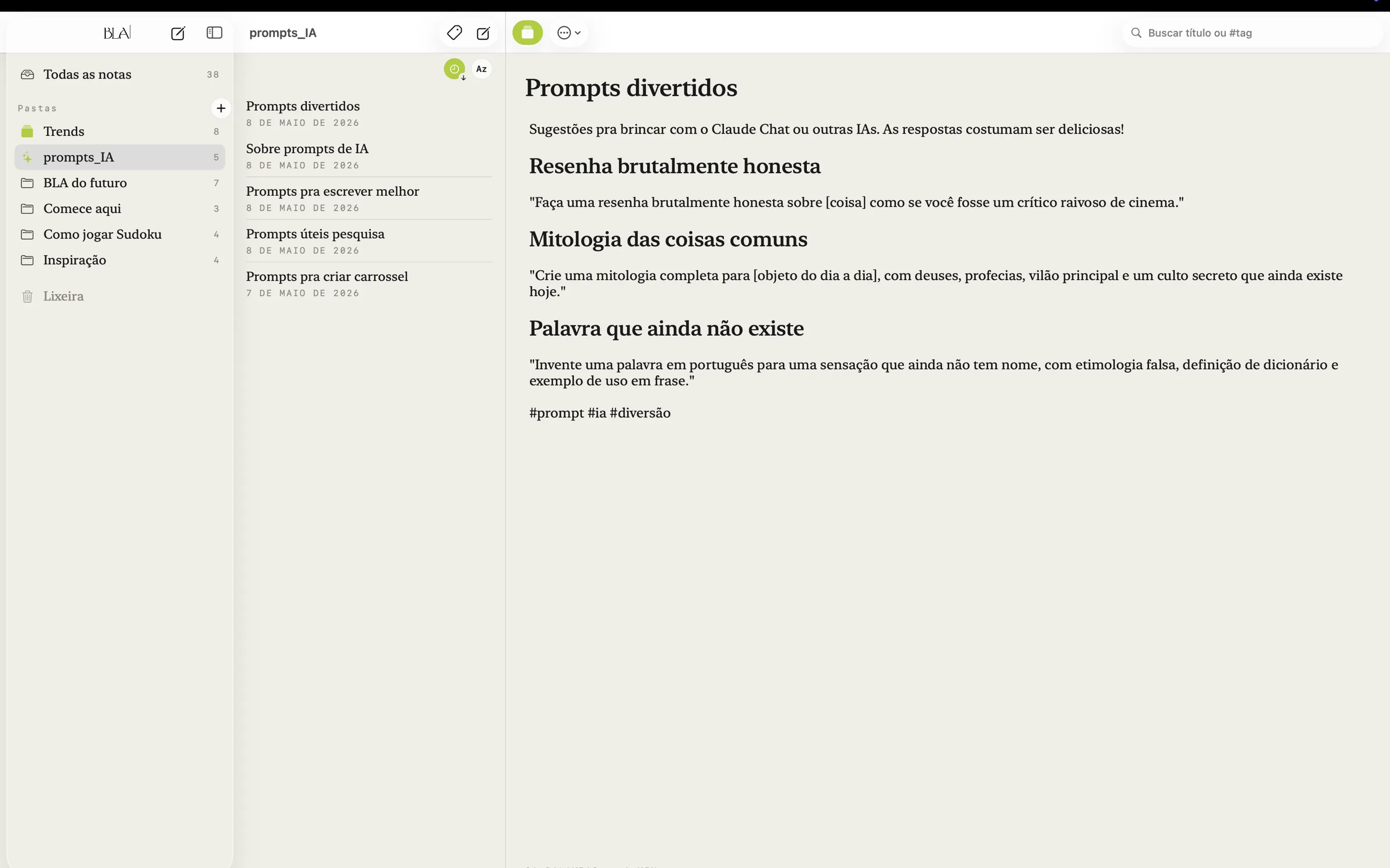 Notas BLA no Mac, captura de tela 6 de 7