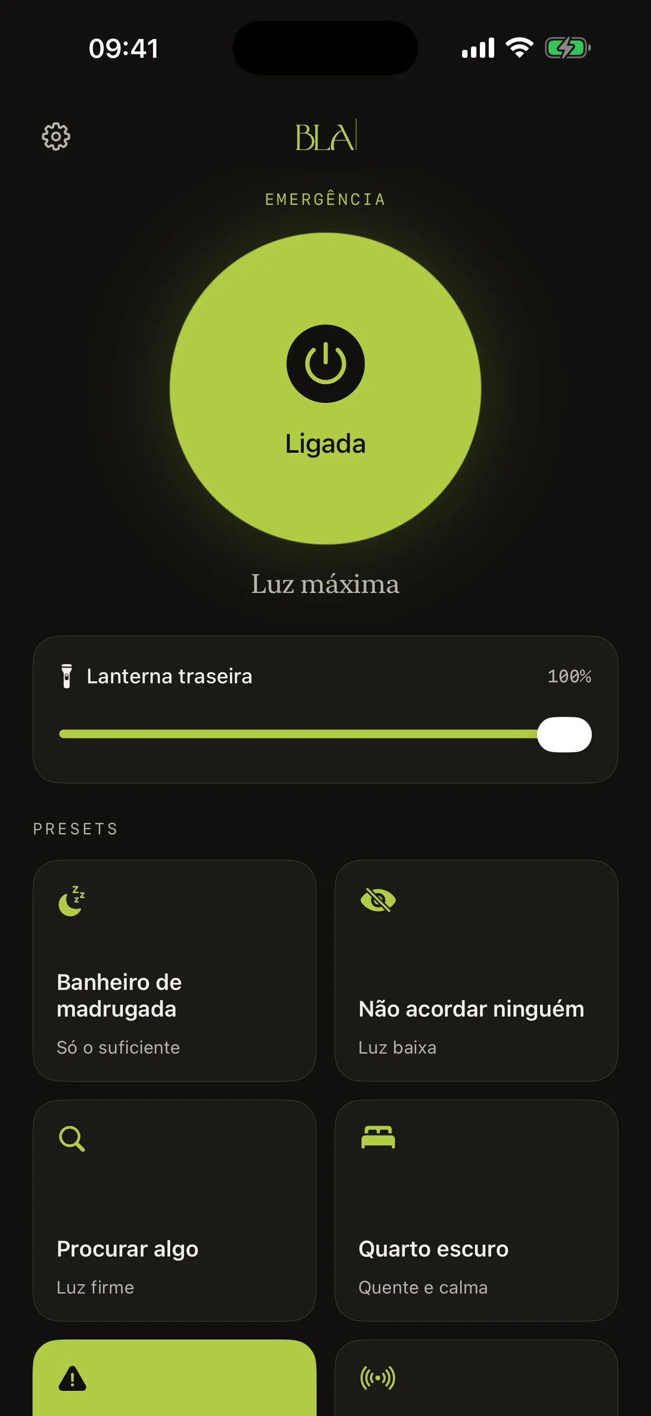 Lanterna BLA: emergencia