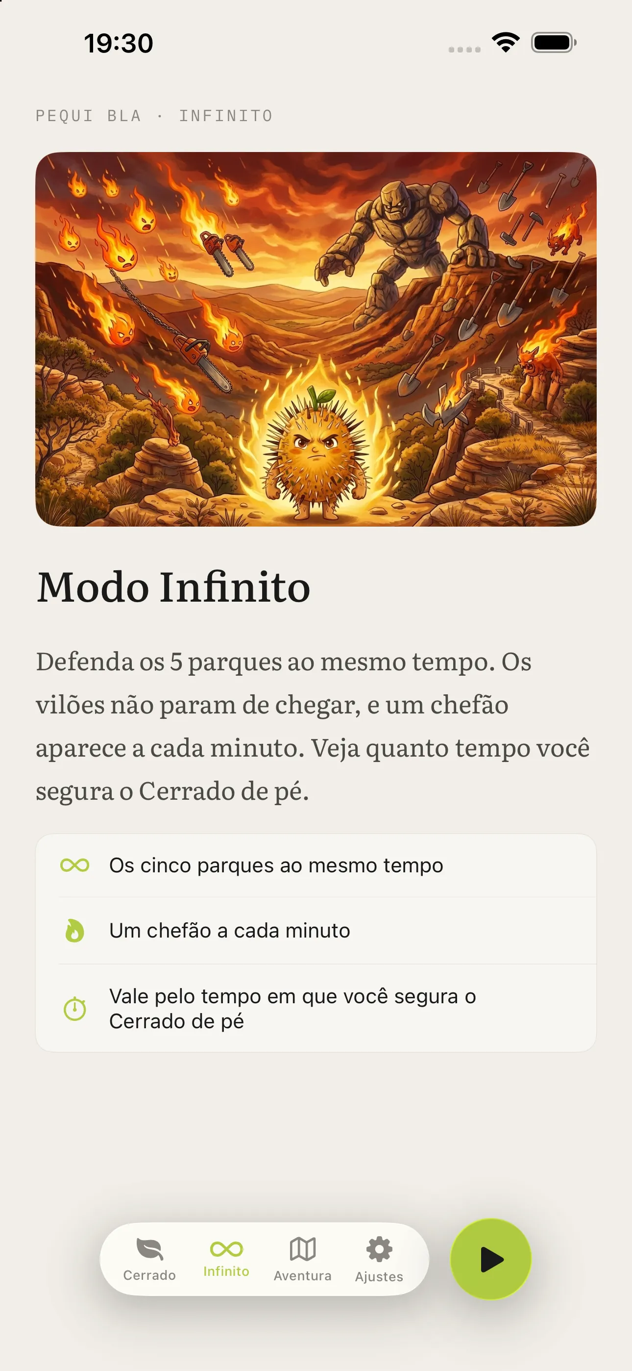 Pequi BLA: modo infinito