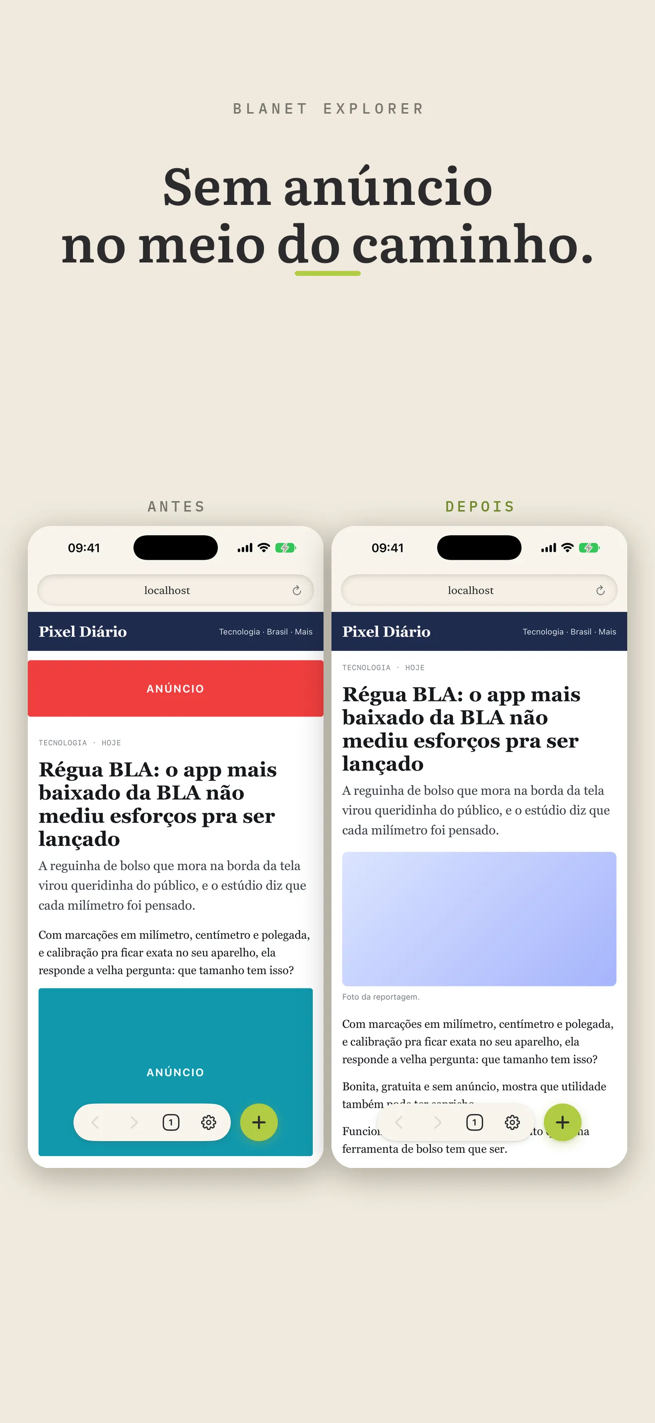 Um app da BLA aberto no BLAnet: regua