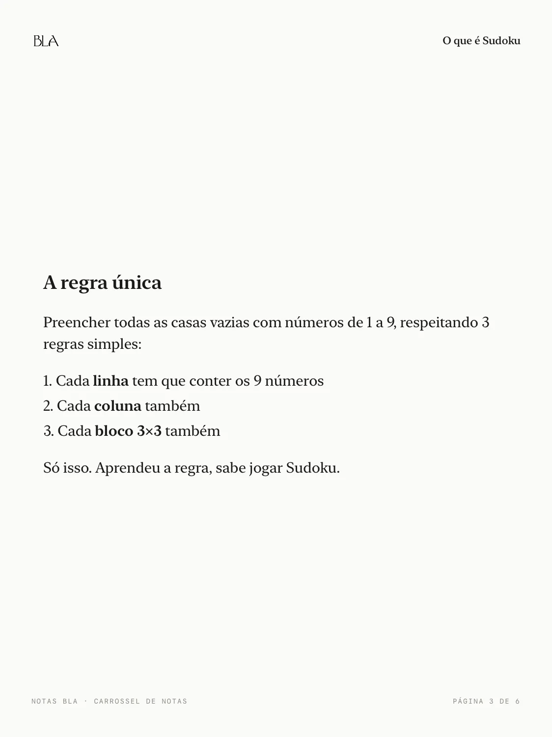 Card 3 do carrossel gerado pelo Notas BLA