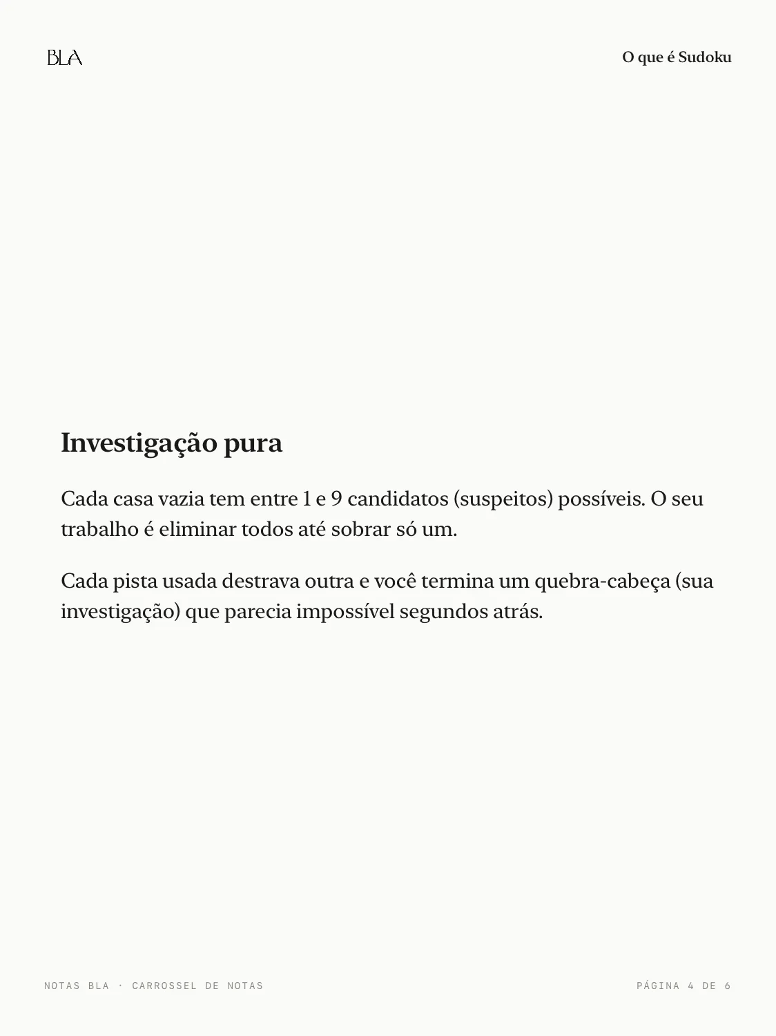 Card 4 do carrossel gerado pelo Notas BLA