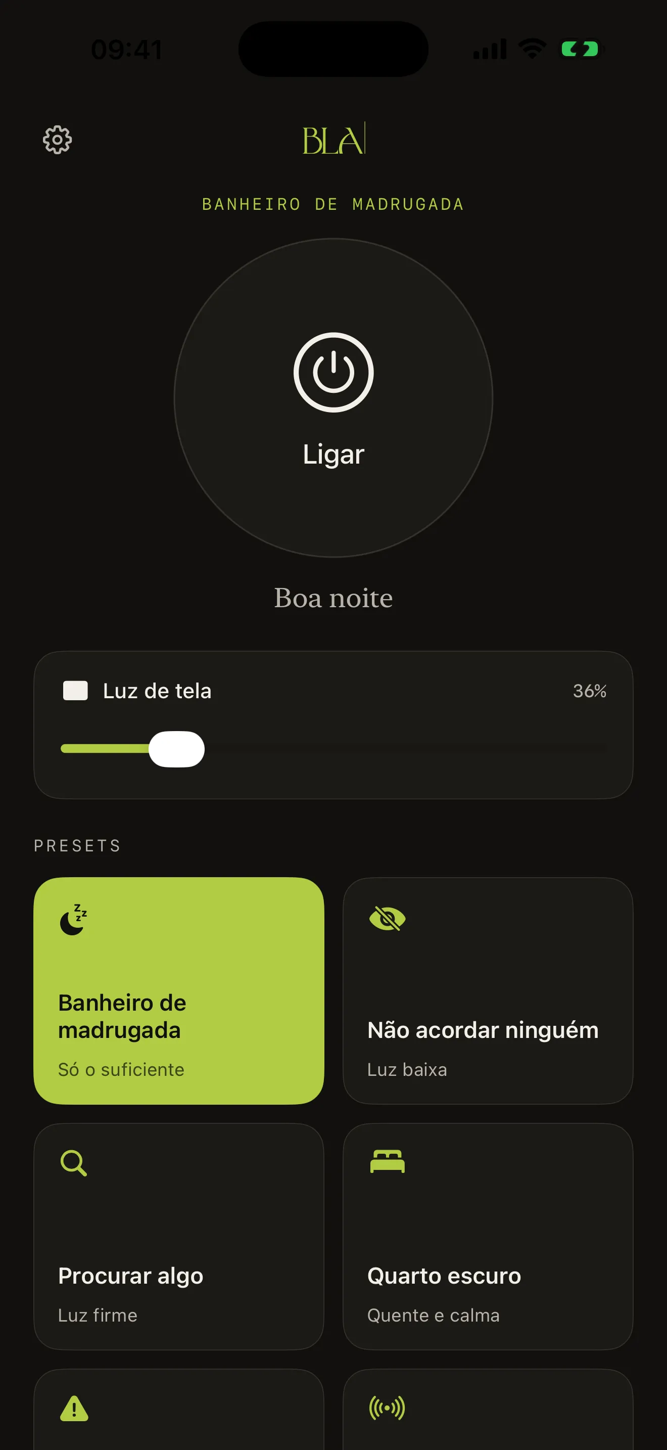 Tela inicial em Português